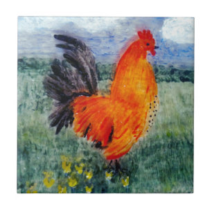 Rooster Chicken Art Tile