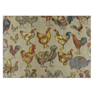 Rooster Chicken Farm Animal Poultry Country Cutting Board