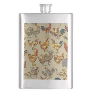 Rooster Chicken Farm Animal Poultry Country Hip Flask