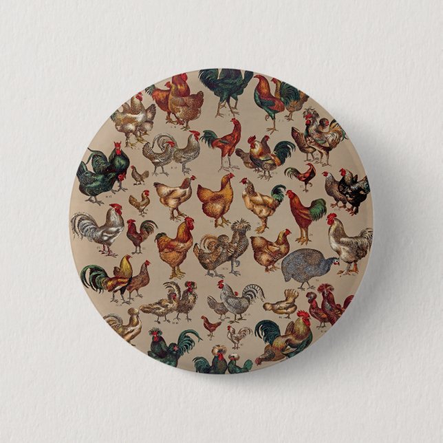 Rooster Chicken Farm Country Animal 2 Inch Round Button (Front)