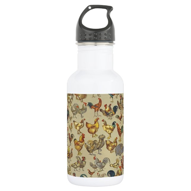 Rooster Chicken Farm Country Animal 532 Ml Water Bottle (Front)