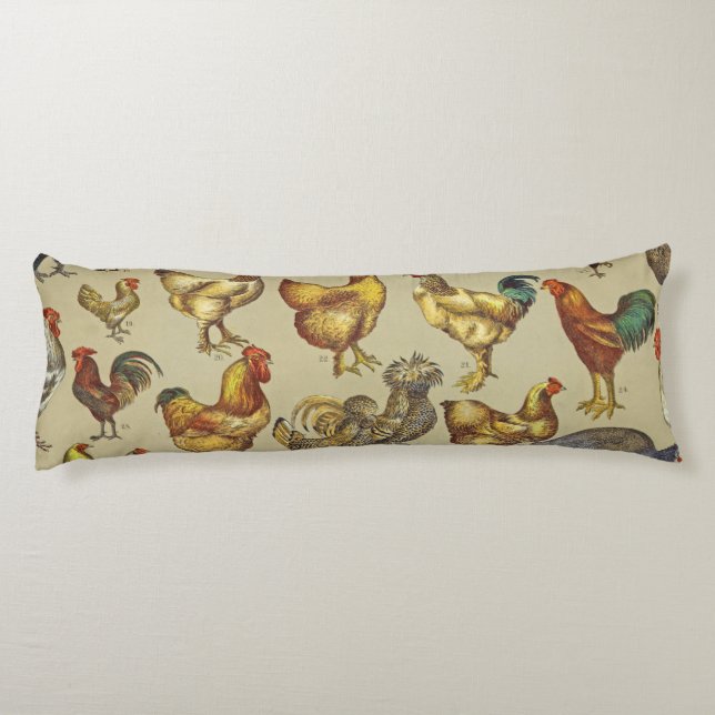 Rooster Chicken Farm Country Animal Body Pillow (Back)