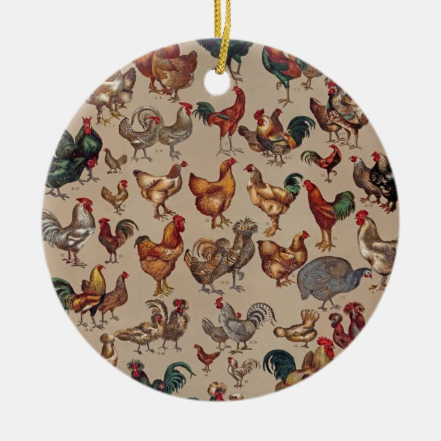 Rooster Chicken Farm Country Animal Ceramic Ornament (Front)