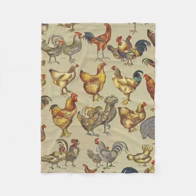Rooster Chicken Farm Country Animal Fleece Blanket (Front)