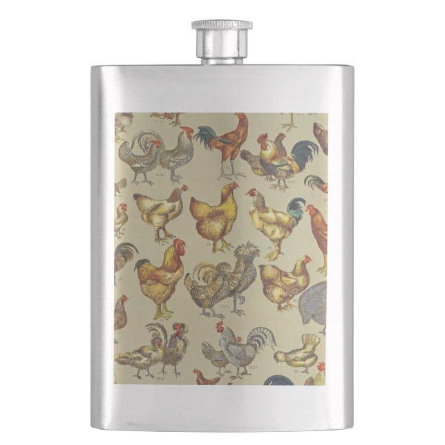Rooster Chicken Farm Country Animal Hip Flask (Front)