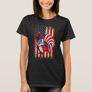 Rooster Chicken Farm Farmer 4th Of July American F T-Shirt
