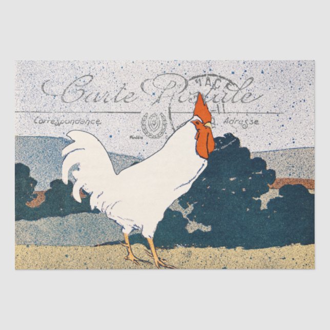 Rooster Chicken Farmhouse Carte Postale French     Tissue Paper (Front)