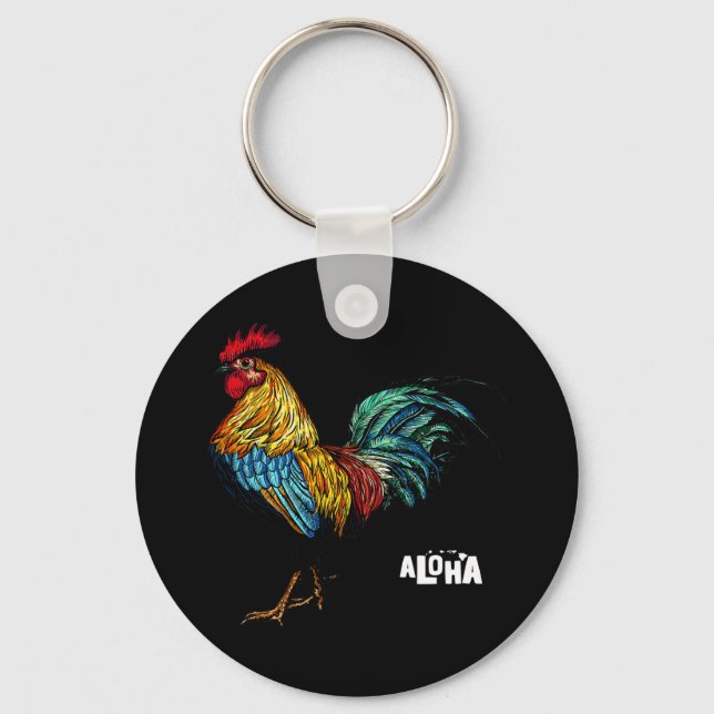 rooster chicken hawaii aloha hawaiian 157 keychain (Front)