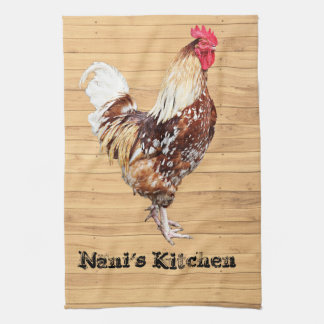 Rooster Chicken Personalize add Name Text Color Kitchen Towel