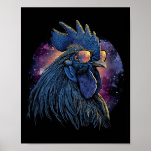Rooster Chicken Sungles Chicken Rooster With Sungl Poster