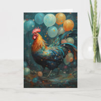 Rooster Chicken With Balloons Birthday 