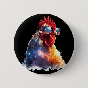 Rooster Chicken With Sungles Motif Cool Chicken Ro 2 Inch Round Button
