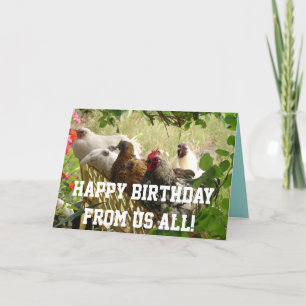 Rooster Chickens Happy Birthday from Us All Card