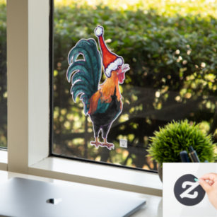 Rooster Christmas Window Cling