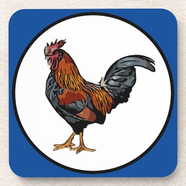 Rooster coasters with cork back - set of 6 (Front)