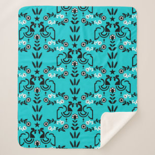 Rooster Cockerel Nordic Scandinavian Folk Art     Sherpa Blanket