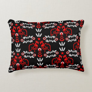 Rooster Cockerel Scandinavian Folk Art   Accent Pillow
