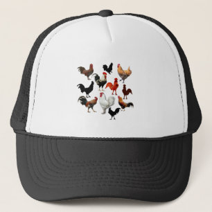 Rooster Collage Vintage Rustic Chickens Trucker Hat