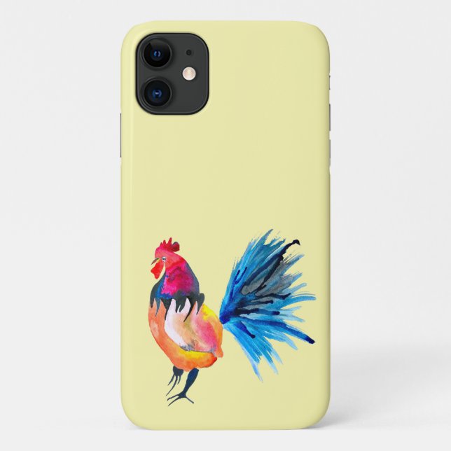 Rooster colourful watercolor illustration Case-Mate iPhone case (Back)