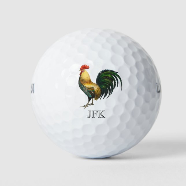 Rooster country classic stylish personalized  golf balls (Front)