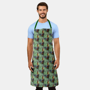 Rooster Crowing Animal Nature Pattern    Apron
