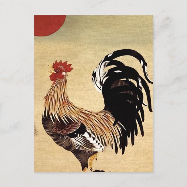 Rooster Crowing by Ito Jakuchu Postcard (Front)