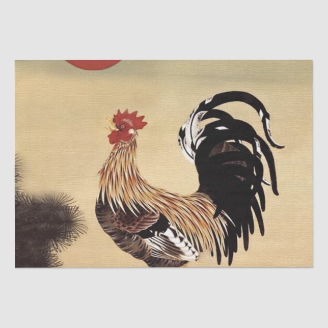 Rooster Crowing by Ito Jakuchu Tissue Paper (Front)