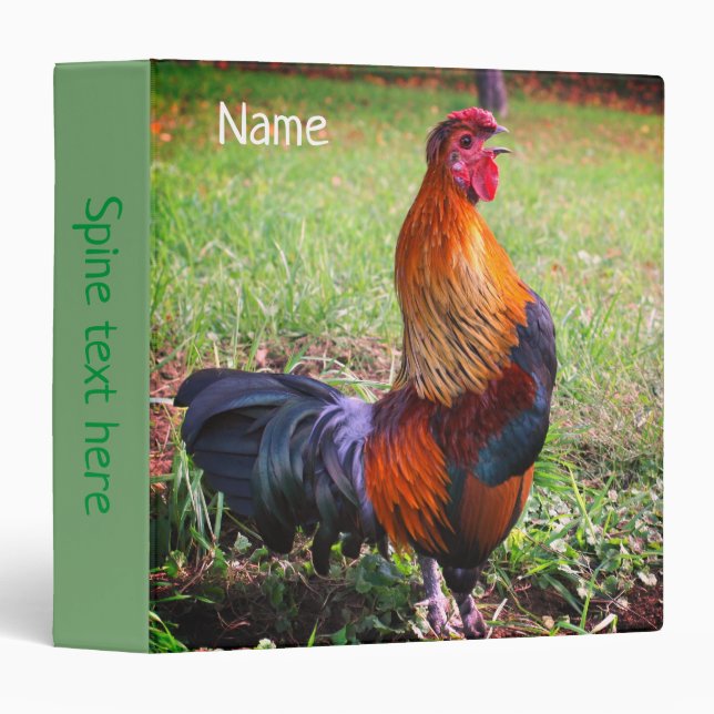 Rooster Crowing Farm Animal Personalized Binder (Front/Spine)