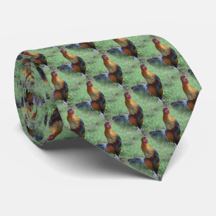 Rooster Crowing Nature Pattern Tie