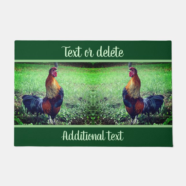 Rooster Crowing Personalized Animal   Doormat (Front)