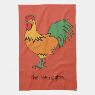 Rooster custom name & colour kitchen towel