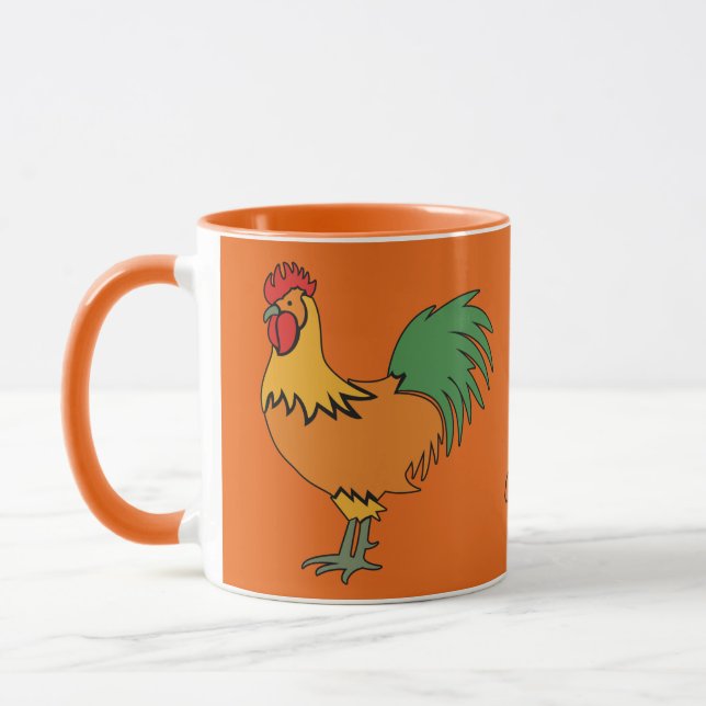 Rooster custom name & colour mugs (Left)