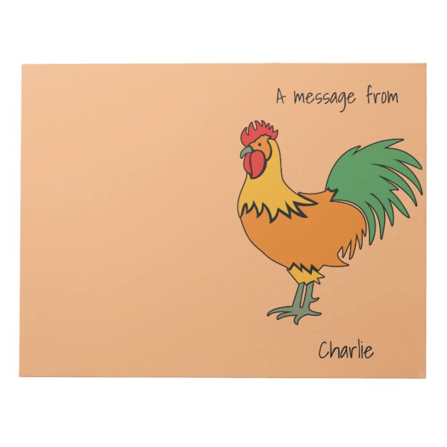 Rooster custom text & colour notepads (Front)