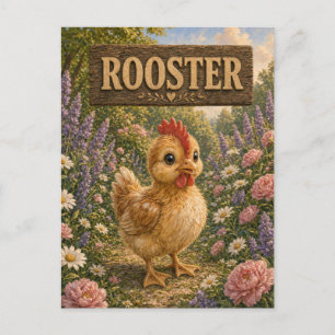Rooster Cute Baby Storybook Nursery Animal Postcard