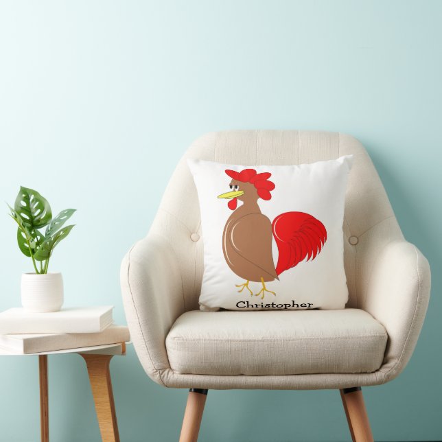 Rooster Design Personalised Throw Pillow (Chair)
