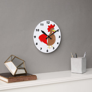 Rooster Design Round Clock