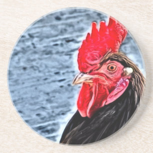 Rooster Digital Art Coaster