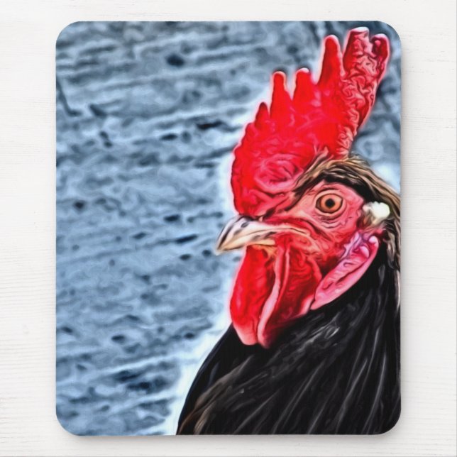 Rooster Digital Art Mouse Pad (Front)