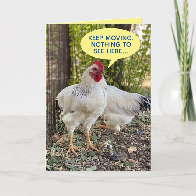 Rooster Directing Traffic 4 Over The Hill Chicken Card (Front)
