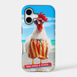 Rooster Dude Chillin' at Beach in Swim Trunks