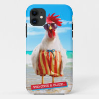 Rooster Dude Chillin' at Beach in Swim Trunks