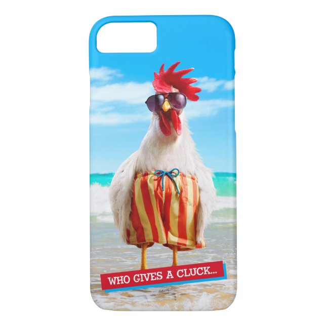 Rooster Dude Chillin' at Beach in Swim Trunks Case-Mate iPhone Case (Back)