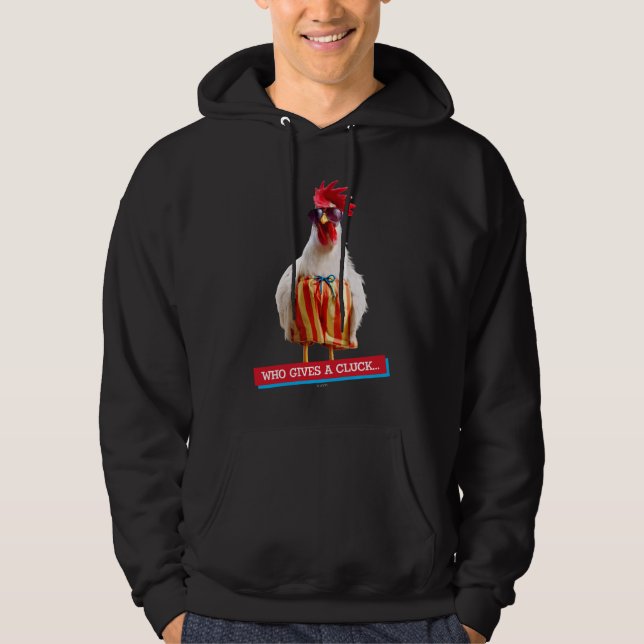 Rooster Dude Chillin' at Beach in Swim Trunks Hoodie (Front)