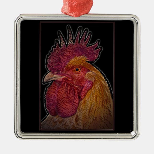 Rooster / El Gallo Metal Ornament (Front)