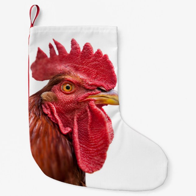 Rooster Face Small Christmas Stocking (Front)
