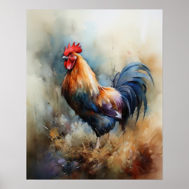 Rooster Farm Animal Art Print Poster (Front)