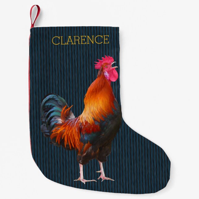 Rooster Farmer's Christmas Stocking With Name (Front)