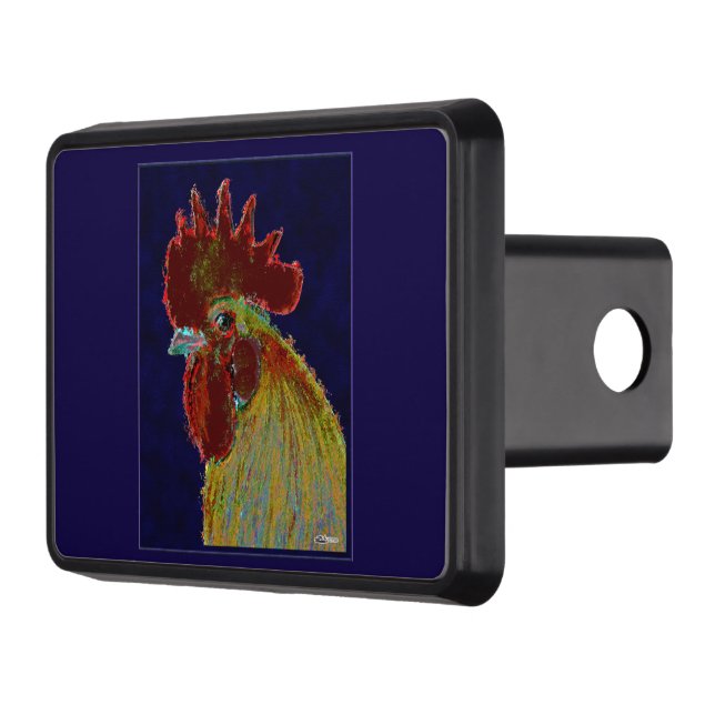 Rooster:  Freestyle Head Trailer Hitch Cover (Left)