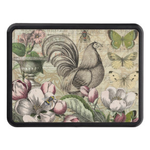 Rooster Garden Flower Butterfly Art Trailer Hitch Cover