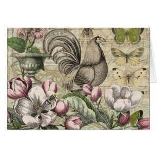 Rooster Garden Flower Papillon Art